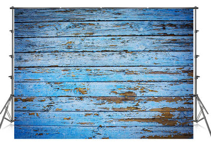 Blue Shabby Rustic Wood Planks Background Photo Backdrop KH03738