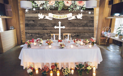 Flower Decoration Church Wood Wall Photo Backdrop for Photography