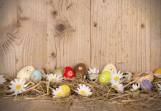 Brown Wooden Straw Eggs Photography Backdrops