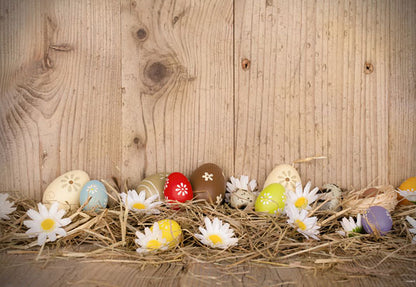 Brown Wooden Straw Eggs Photography Backdrops