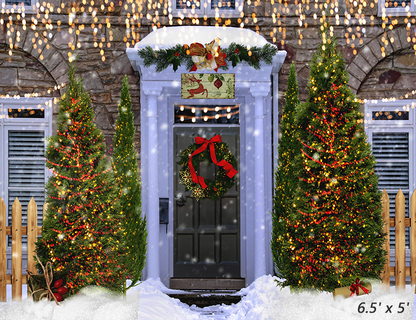 Christmas Porch Decorated Backdrop for Photography SBH0277