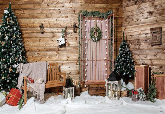 Buy Brown Wood Christmas Photo Booth Prop Backdrops Online – Starbackdrop