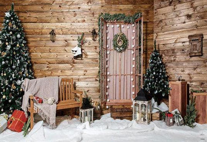 Brown Wood Christmas Photo Booth Prop Backdrops