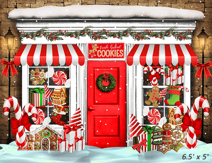 Candy Shop Decorated With Christmas Sweets Backdrop SBH0269