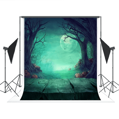 Wood Floor Branches Night of Halloween Photo Backdrops