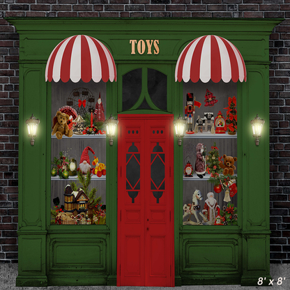 The Green Christmas Toy Shop Backdrop for Photography SBH0279