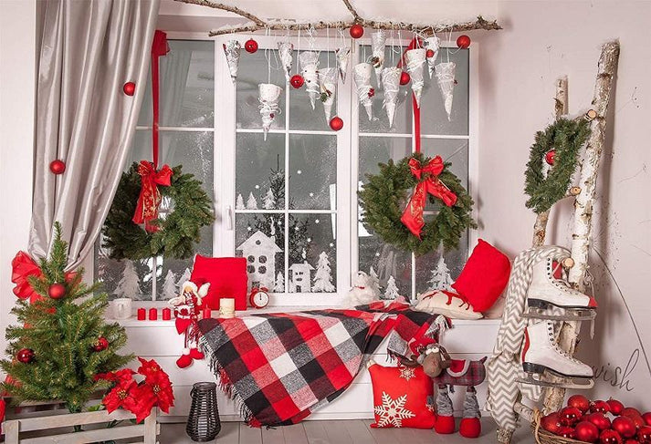 Buy Christmas Windows Snowflake Photo Backdrop for Studio Online ...