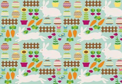 Cartoon Rabbit Carrot Happy Easter Backdrops