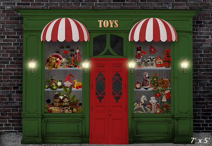 The Green Christmas Toy Shop Backdrop for Photography SBH0279