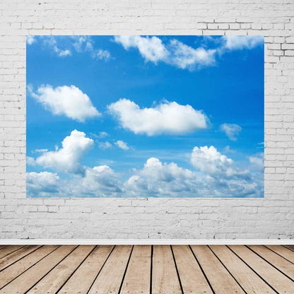 Blue sky and White Clouds Backdrop  For Party Photography