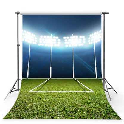 Football Field Backdrop Bright Lights Grassland Night Stadium Background