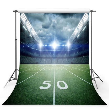 Football Field Backdrop Bright Lights Grassland Night Stadium Photography Background