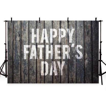 White Happy Father's Day Backdrop Dark Wood Floor Photography Background