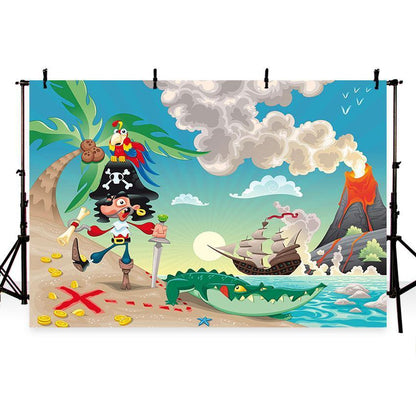 Cartoon Pirates of The Caribbean Backdrop for Baby Show Photography