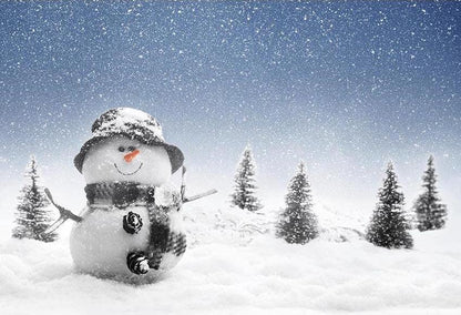 Winter Snowman Snow Glitter Pine Tree Backdrops for Photography