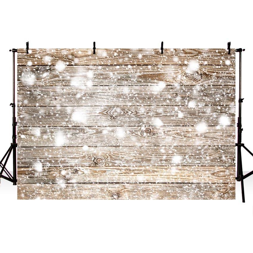 Buy Snow Wood Wall Backdrops for Winter Christmas Photography Online ...