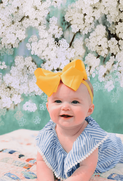 White Flowers Mint Backdrop for Newborn/Bridal/Studio