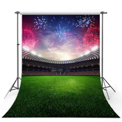 Stadium with Fireworks Backdrop Football Field Sports Photography Background