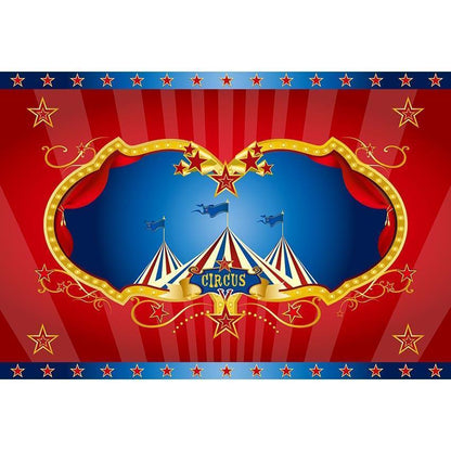 Red Circus Backdrop Carnival Festive First Birthday Party Photography Background