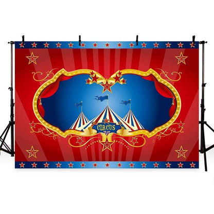 Red Circus Backdrop Carnival Festive First Birthday Party Photography Background