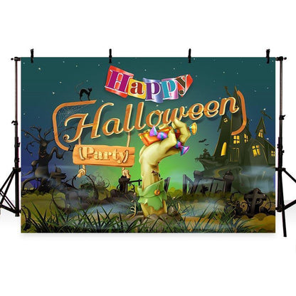 Night Castle Backdrop Halloween Party Photography Background