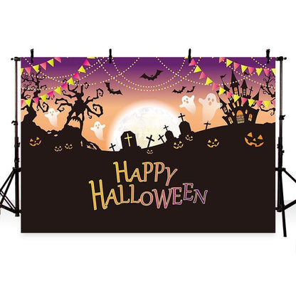 Night Bright Moon Backdrop Halloween Party Photography Background