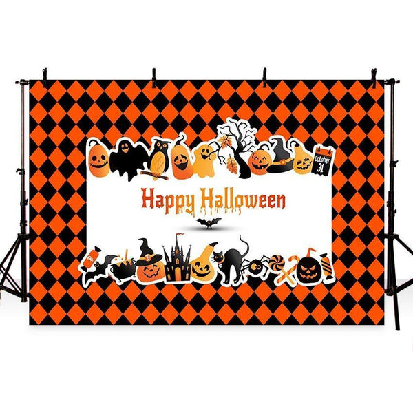 Buy Yellow White Diamonds Pumpkin Backdrop Halloween Party Photography ...