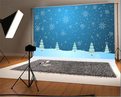 Blue Sky Snowflake Photography Backdrops