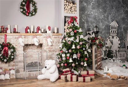 Christmas Photography Backdrop for Wood Floor