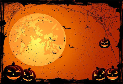 Buy Orange Halloween Spider Web Photo Backdrop for Photography Online ...