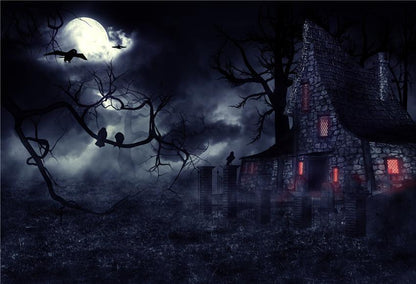 Brick Castle Halloween Backdrop Bats Photography