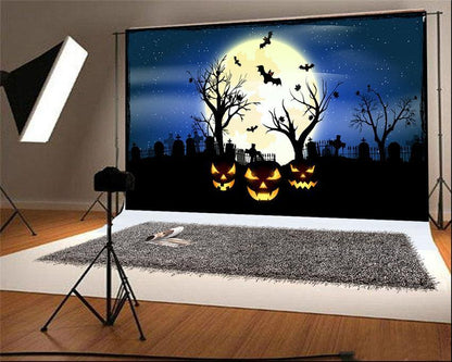 Halloween Photo Studio Backdrop Bright Moon Blue Sky for Photos