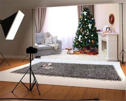 Christmas Photography Backdrops White Fireplace Background