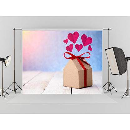 Red Heart Delicate Gift Backdrop For Mother's Day Photography Background