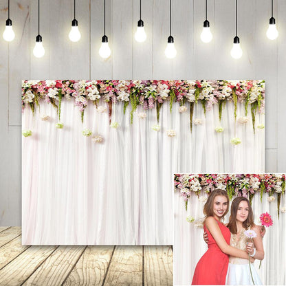 Beige Curtain Birthday Photo Booth Prop Backdrop for Bridal Shower Wedding Photography