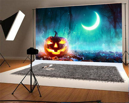 Halloween of Night Fall Leaves Photography Backdrops