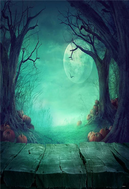 Wood Floor Branches Night of Halloween Photo Backdrops