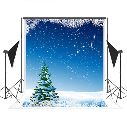 Blue Sky Glitter Stars Winter Snow Backdrops for Christmas