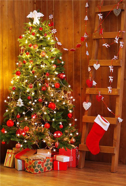 Wood Christmas Ladder Photography Backdrops