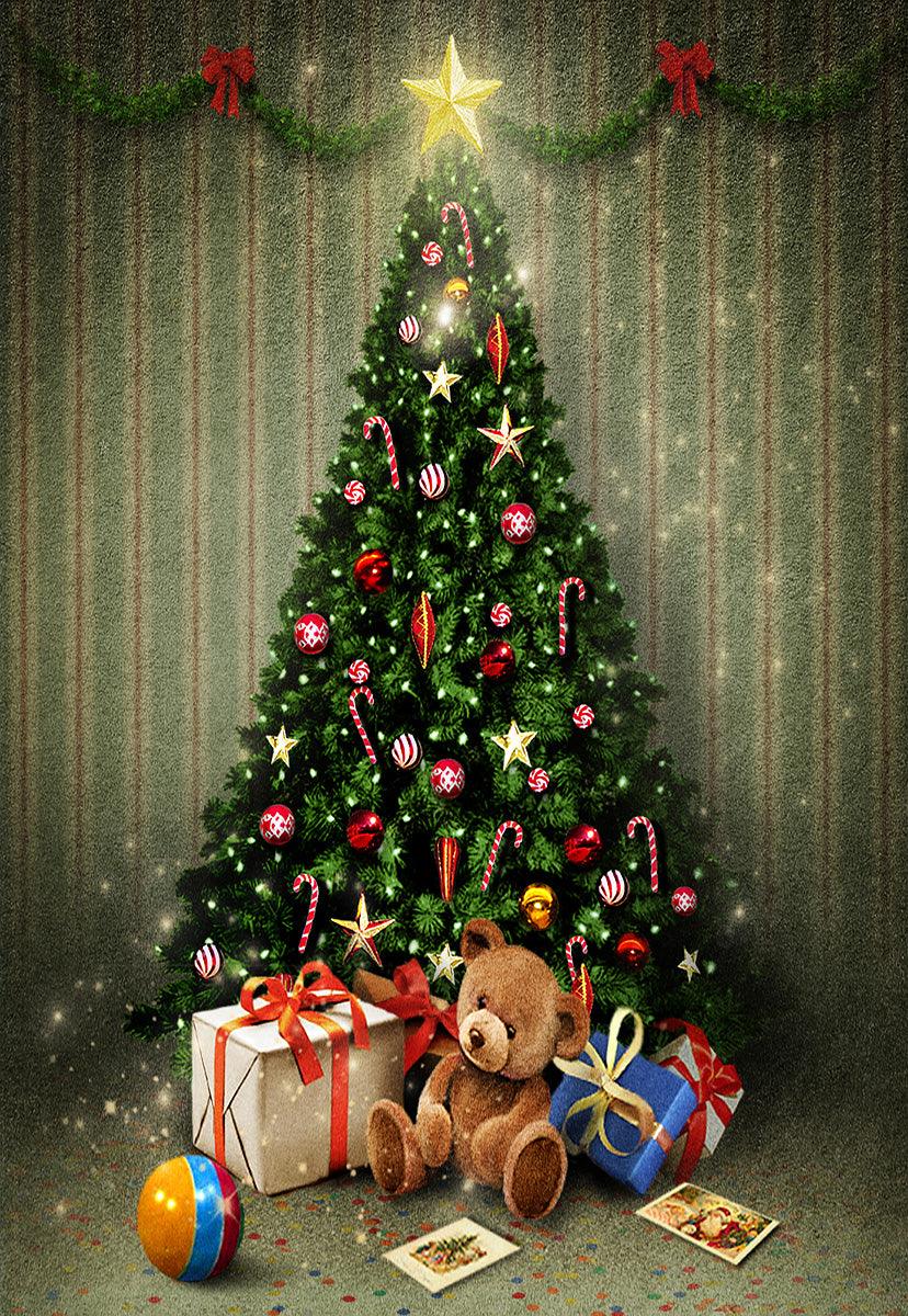 Buy Christmas Gift Green Big Tree Photography Backdrops for Picture ...