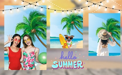 Beach Digital Backdrop Palm tree Background Summer for Photography KE22154