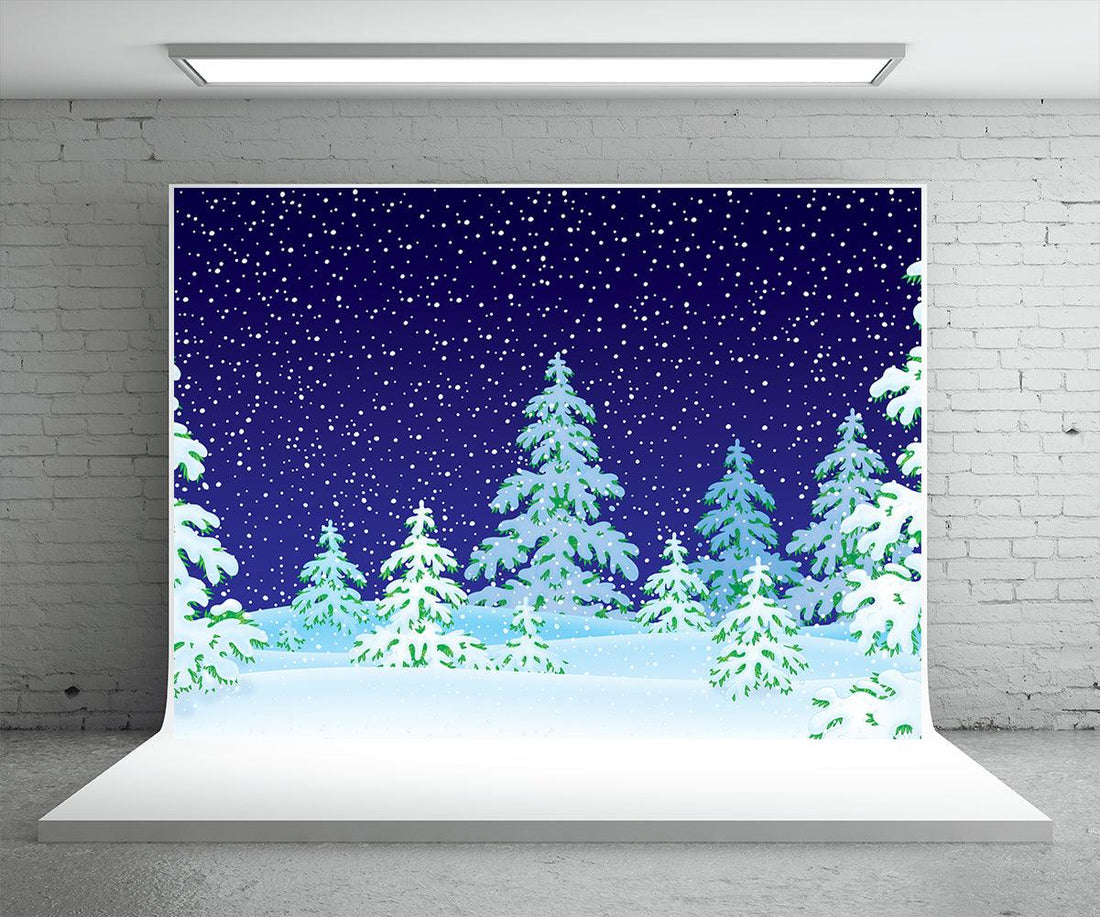 Buy Cartoon Style Winter Photography Backdrop Snow Background Online ...