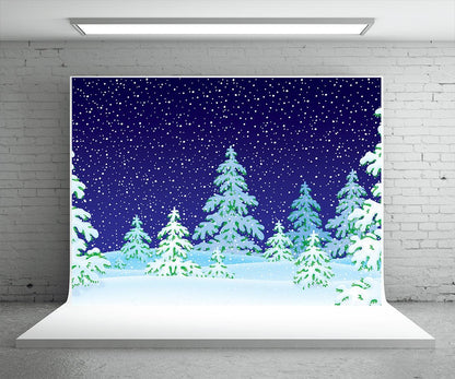 Cartoon Style Winter Photography Backdrop Snow Background