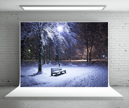 Night Winter Snow Photography Backdrop Christmas Background