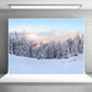 White Snow Forest Mountain Photo Backdrop Winter Background