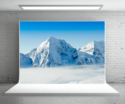 White Snow Mountain Photography Backdrop Winter Background