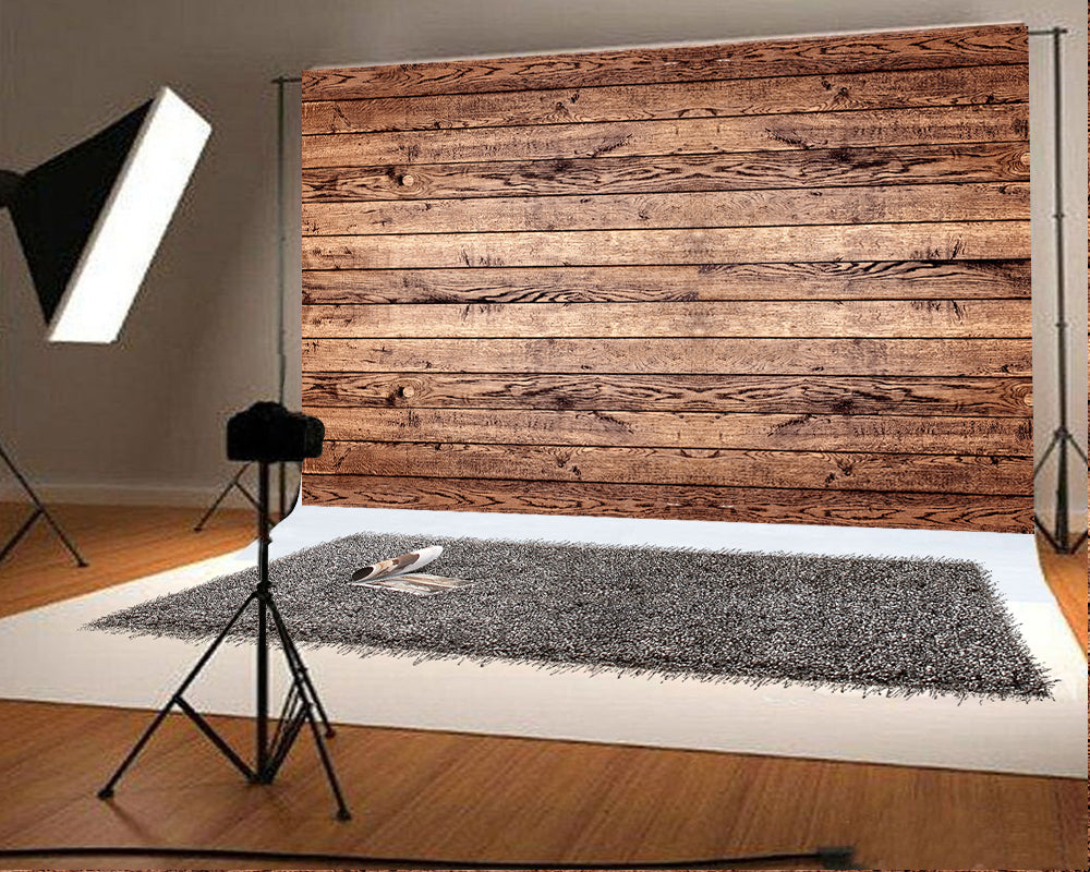 Vintage Rustic Dark Brown Wood Photo Studio Booth Backdrop Props KH03719