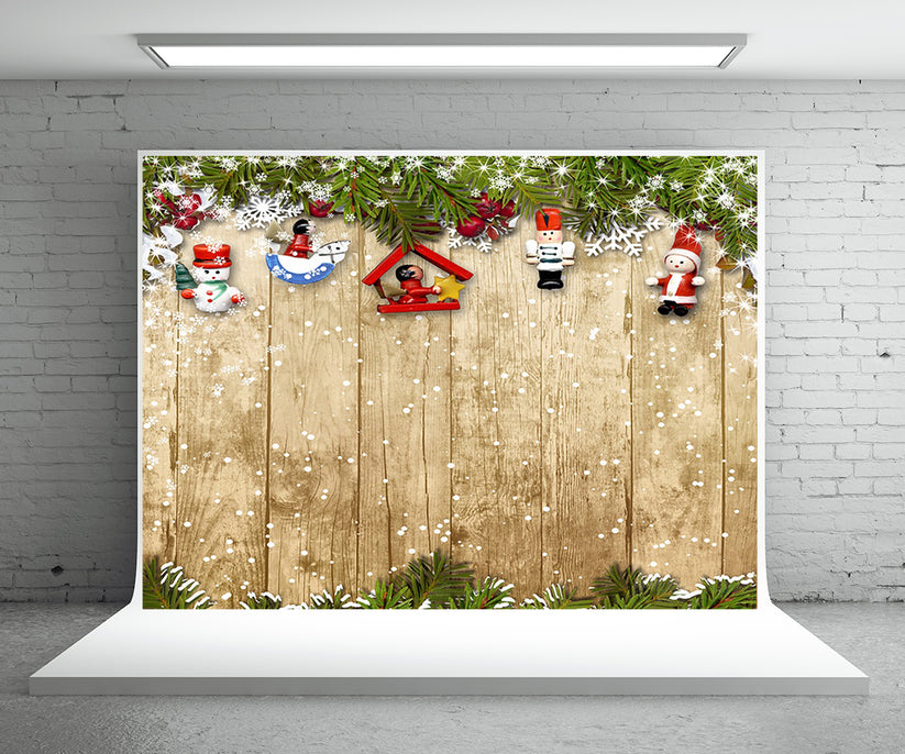 Buy Snow Wood Wall Photography Backdrop Christmas Background Online ...