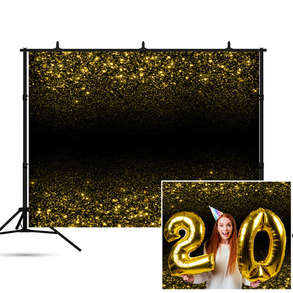 Black Gold Bokeh Sparkle Backdrop Photo Booth Background Hanging KH06117