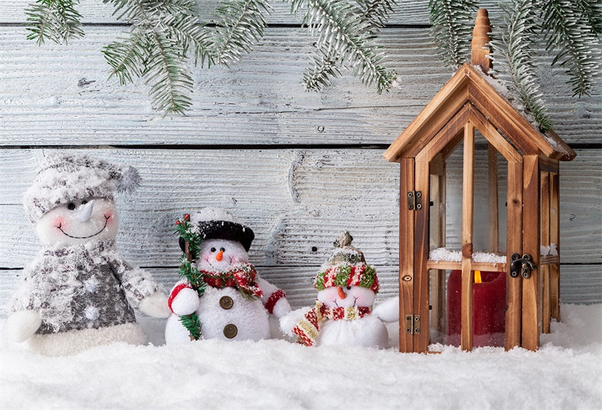 Buy Snowman Wood Wall Photography Backdrop for Christmas Online ...